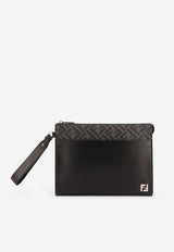Fendi FF Squared Leather and Canvas Pouch Bag Black 7VA491AJF0F0GXN_Black_29852794