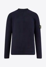 Stone Island Logo Patch Wool-Blend Sweater Blue K2S155100056S00N2V0020_Blue_29845311