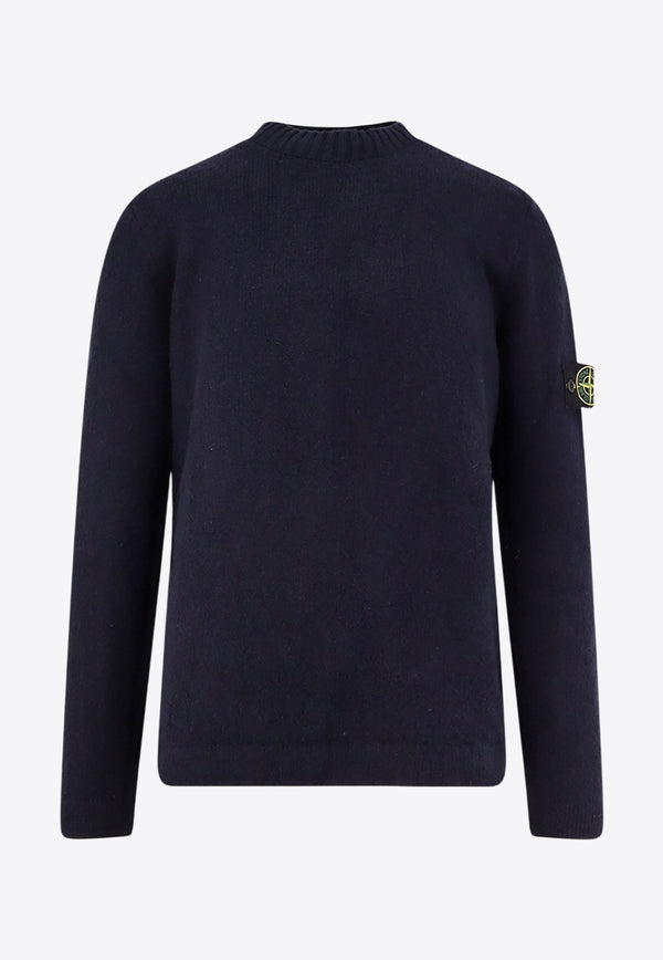 Stone Island Logo Patch Wool-Blend Sweater Blue K2S155100056S00N2V0020_Blue_29845311