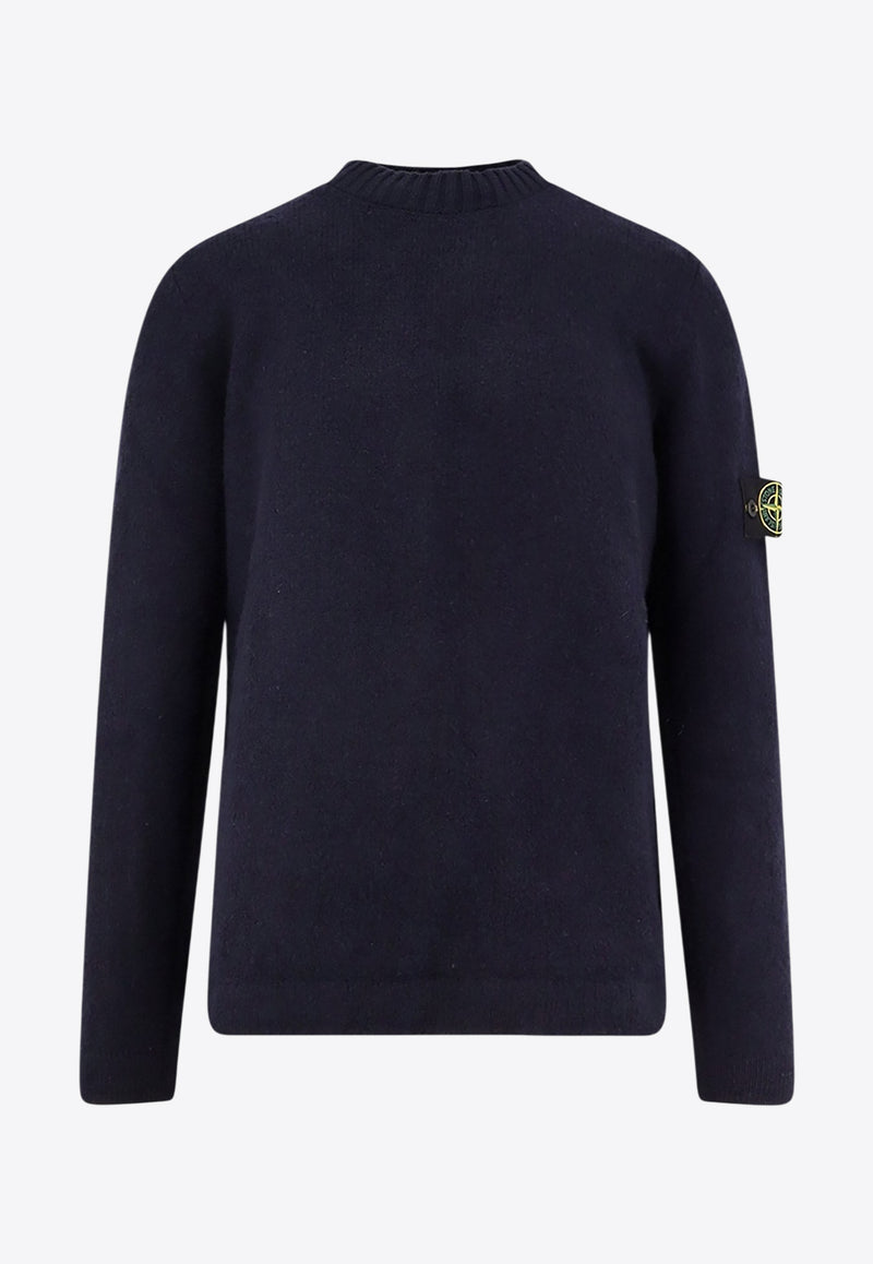 Stone Island Logo Patch Wool-Blend Sweater Blue K2S155100056S00N2V0020_Blue_29845311