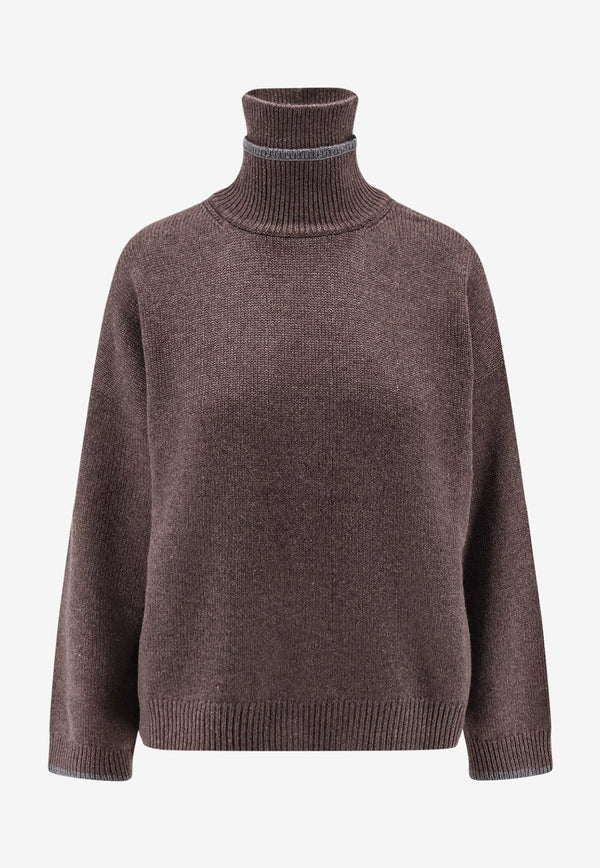 Brunello Cucinelli Ribbed High-Neck Sweater Brown M12527204CNE47_MORO+PANAMA+PIOMBO_29840142