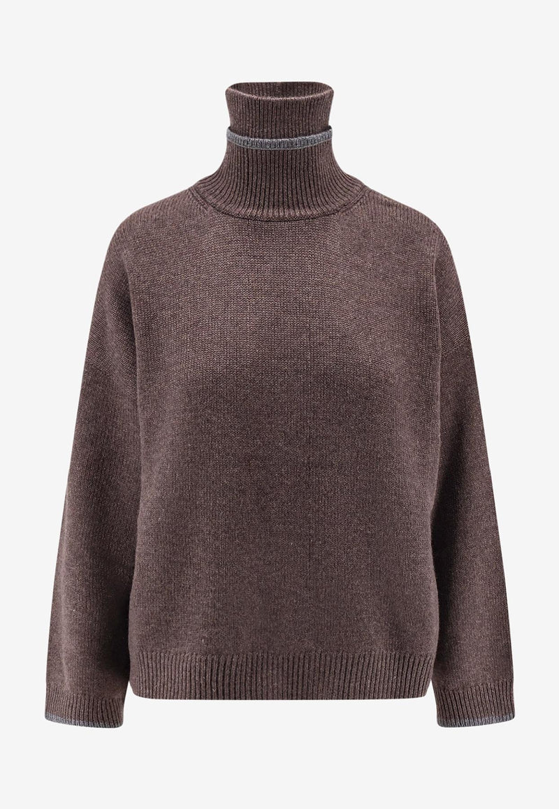 Brunello Cucinelli Ribbed High-Neck Sweater Brown M12527204CNE47_MORO+PANAMA+PIOMBO_29840142