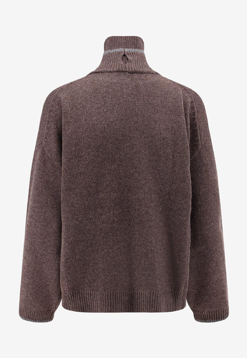 Brunello Cucinelli Ribbed High-Neck Sweater Brown M12527204CNE47_MORO+PANAMA+PIOMBO_29840142