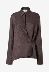 Fendi FF Logo Long-Sleeved Silk Shirt Brown FS8287AUQGF1T6H_DARK BROWN-25_29851811