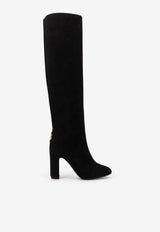 Dolce & Gabbana 80 DG Logo Knee-High Suede Boots Black CU1218A127580999_Black_29844401