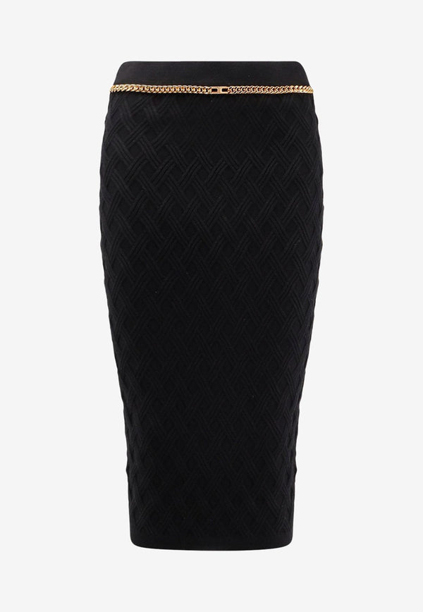 Elisabetta Franchi 3D Knit Pencil Skirt Black GK20B56E2110_Nera_29844627