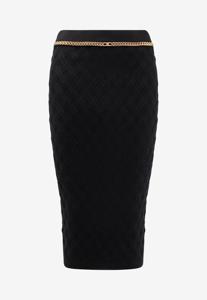 Elisabetta Franchi 3D Knit Pencil Skirt Black GK20B56E2110_Nera_29844627