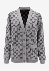Gucci GG Supreme Intarsia Knit Wool Cardigan Gray 798157XKEJP1045_SMOKE GREY/BLACK_29853427