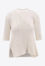 Sacai Asymmetric Cable-Knit Top Cream 2508018151_Beige_29844854