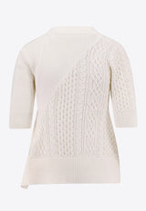 Sacai Asymmetric Cable-Knit Top Cream 2508018151_Beige_29844854