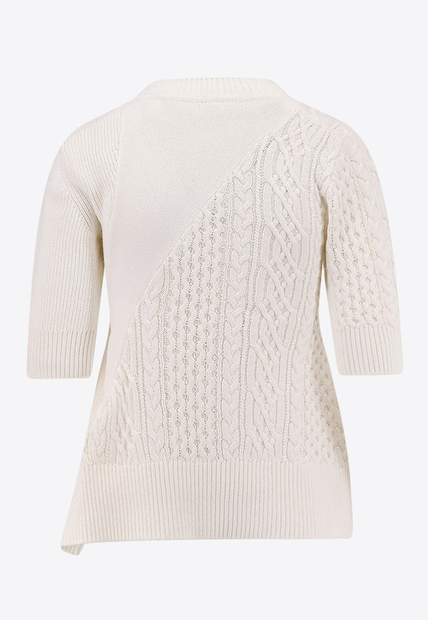 Sacai Asymmetric Cable-Knit Top Cream 2508018151_Beige_29844854