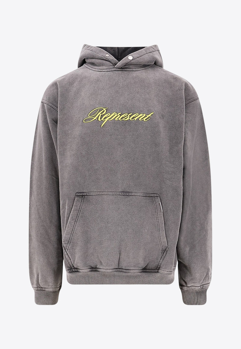 Represent Script Logo Vintage Hooded Sweatshirt Gray MLM10002847_AFTER DARK_29841093