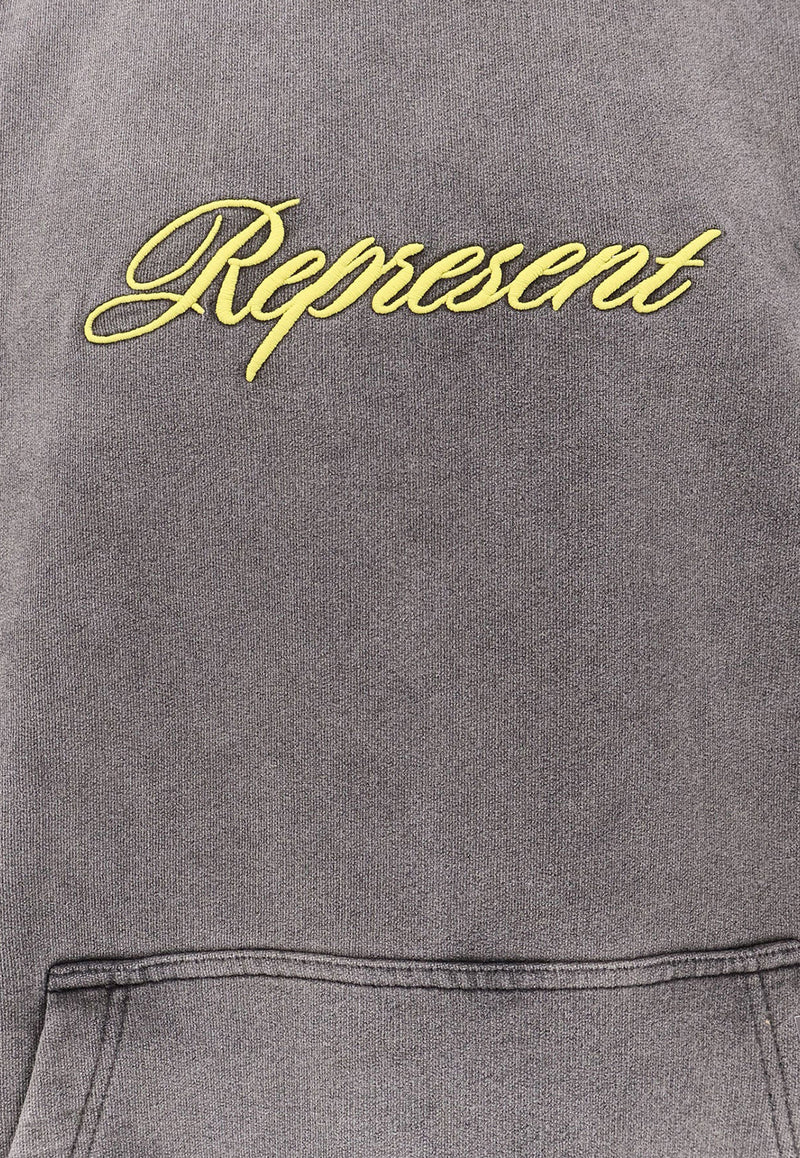 Represent Script Logo Vintage Hooded Sweatshirt Gray MLM10002847_AFTER DARK_29841093