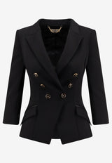 Elisabetta Franchi Double-Breasted Cropped Blazer Black GI17456E2110_Nera_29845393