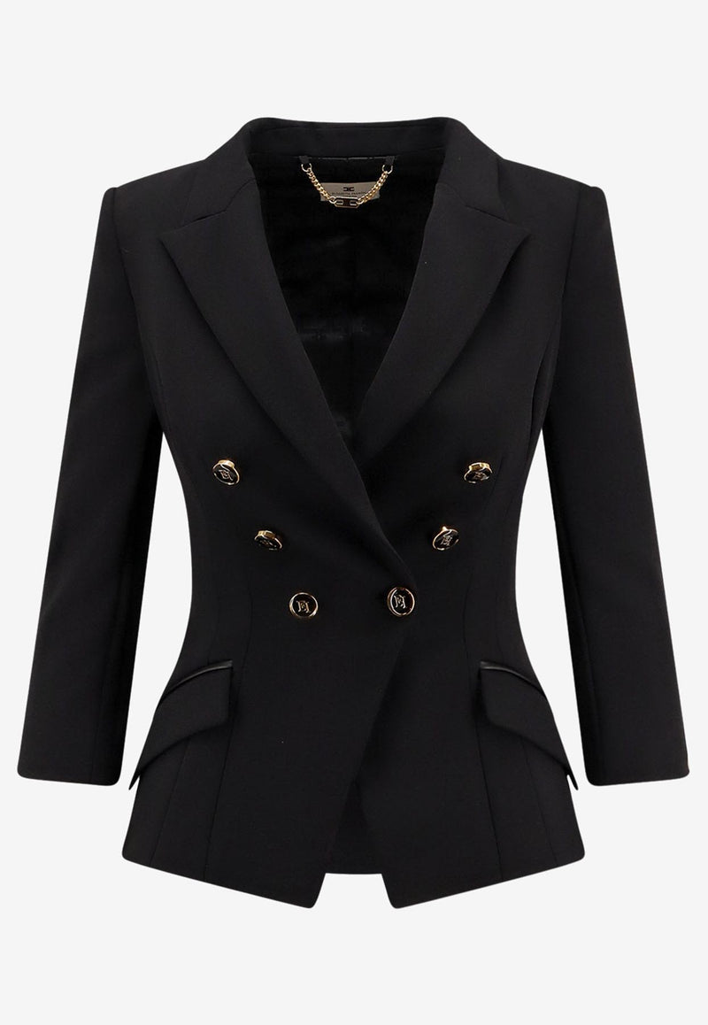 Elisabetta Franchi Double-Breasted Cropped Blazer Black GI17456E2110_Nera_29845393