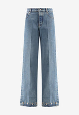 Valentino Embellished Straight-Leg Jeans Denim 7V3DE05PB0W558_Denim_29842299
