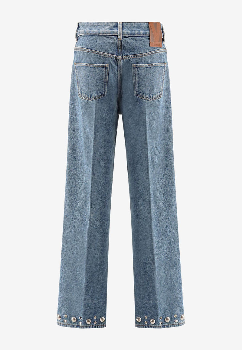 Valentino Embellished Straight-Leg Jeans Denim 7V3DE05PB0W558_Denim_29842299