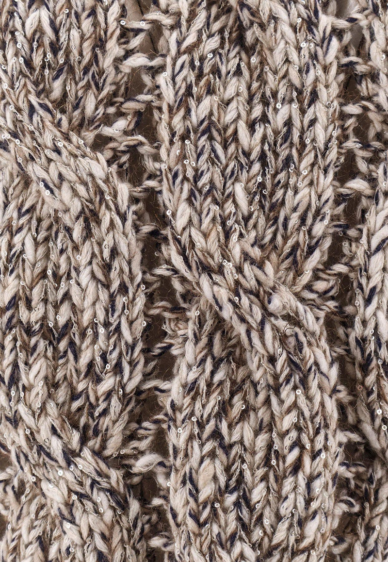 Brunello Cucinelli Cable Knit High-Neck Sweater Brown MGR372904CME31_PANAMA/BLU/MARRONE+QUARZO_29844089