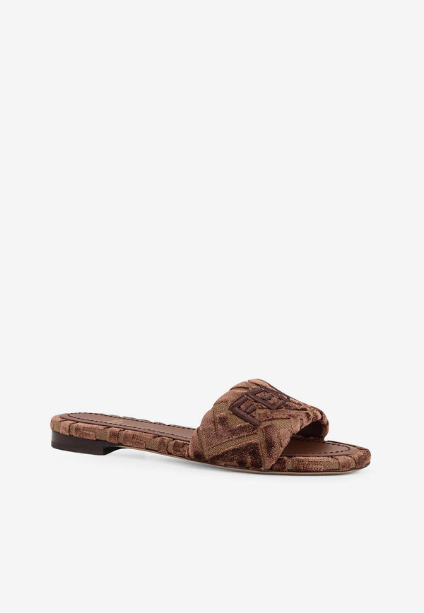 Fendi Sunshine FF Logo Velvet Slides Brown 8R8092AY9ZF1TP1_BEIG.CHOCO CHOCOLATE_29850927