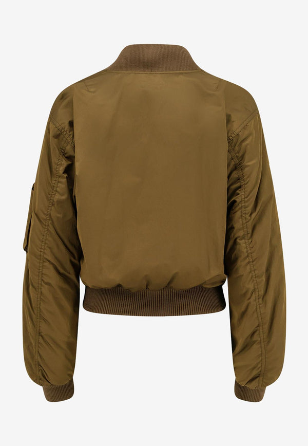 Chloé Zip-Up Cropped Bomber Jacket Brown CH25AVE16113233_Authentic Brown_29843732