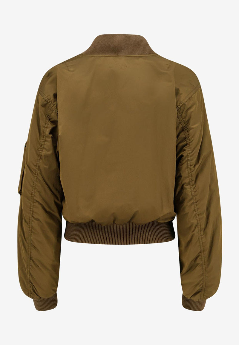 Chloé Zip-Up Cropped Bomber Jacket Brown CH25AVE16113233_Authentic Brown_29843732