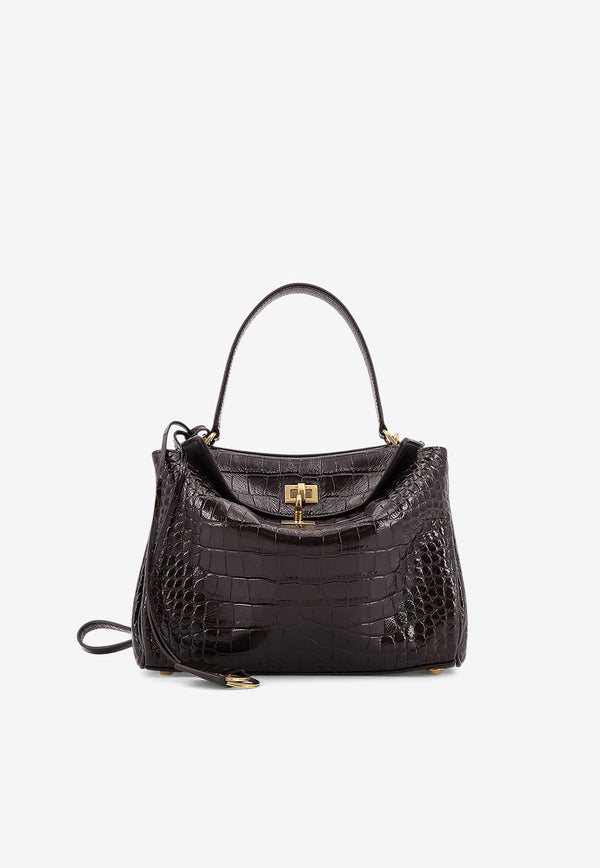 Balenciaga Small Rodeo Croc-Embossed Leather Shoulder Bag Brown 7897792AA5L2221_Brown_29846815