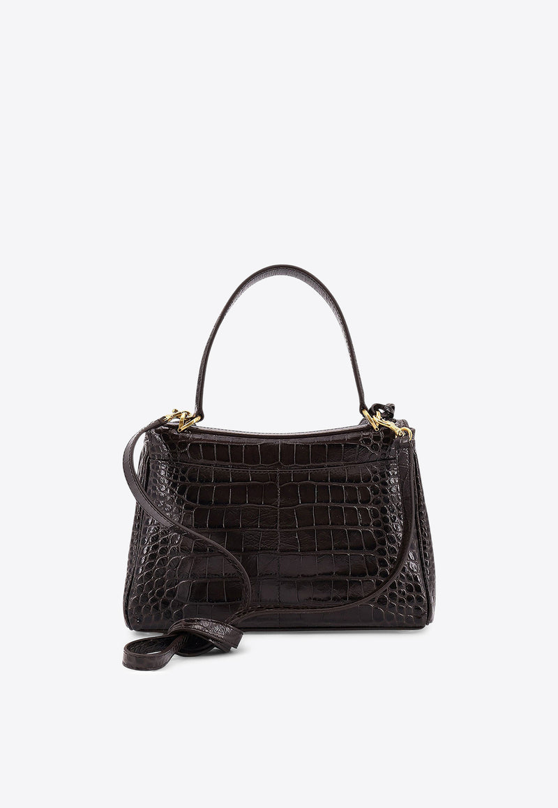 Balenciaga Small Rodeo Croc-Embossed Leather Shoulder Bag Brown 7897792AA5L2221_Brown_29846815