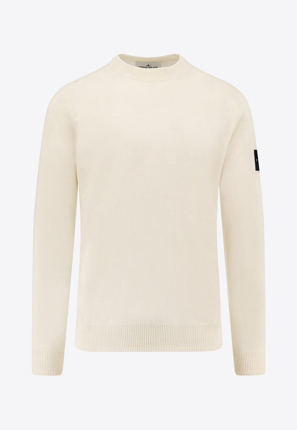Stone Island Logo Patch Wool Sweater Cream K2S155100071S00C4V0093_White_29842901