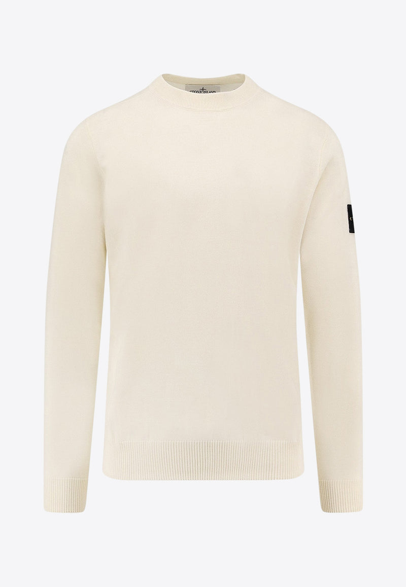 Stone Island Logo Patch Wool Sweater Cream K2S155100071S00C4V0093_White_29842901