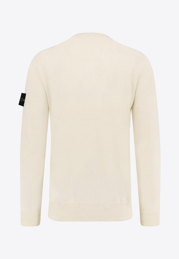 Stone Island Logo Patch Wool Sweater Cream K2S155100071S00C4V0093_White_29842901
