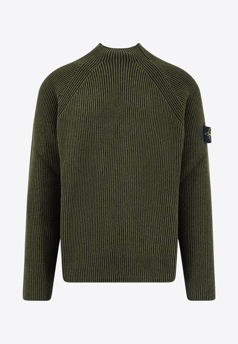 Stone Island Mock-Neck Ribbed Knit Sweater Green K2S155100023S00L7V0054_Military Green_29840342