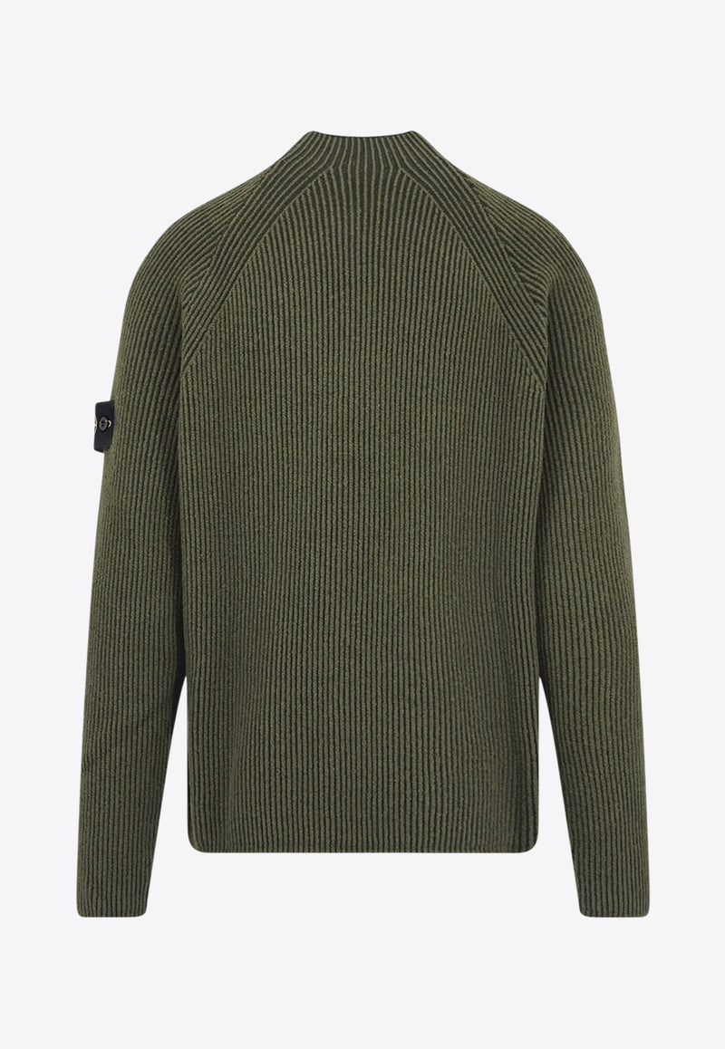 Stone Island Mock-Neck Ribbed Knit Sweater Green K2S155100023S00L7V0054_Military Green_29840342