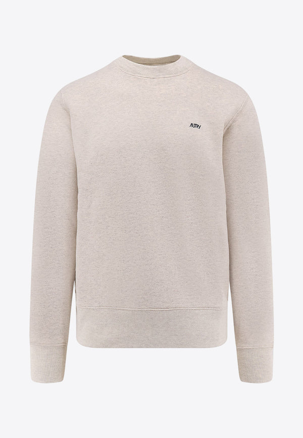 Autry Logo-Embroidered Crewneck Sweatshirt SWPMA1JMJERSEY MELANGE_Grey_29843257