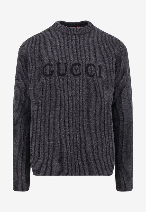 Gucci Lettering Logo Wool Sweater Gray 833499XKEYJ1043_MD GREY/BLACK_29853812