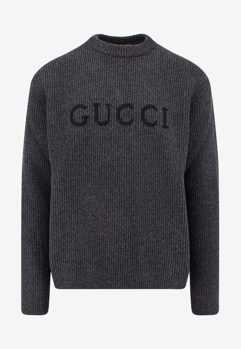 Gucci Lettering Logo Wool Sweater Gray 833499XKEYJ1043_MD GREY/BLACK_29853812