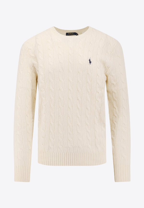 Polo Ralph Lauren Cable Knit Logo Sweater Cream 710876762010_ANDOVER CREAM_29840208