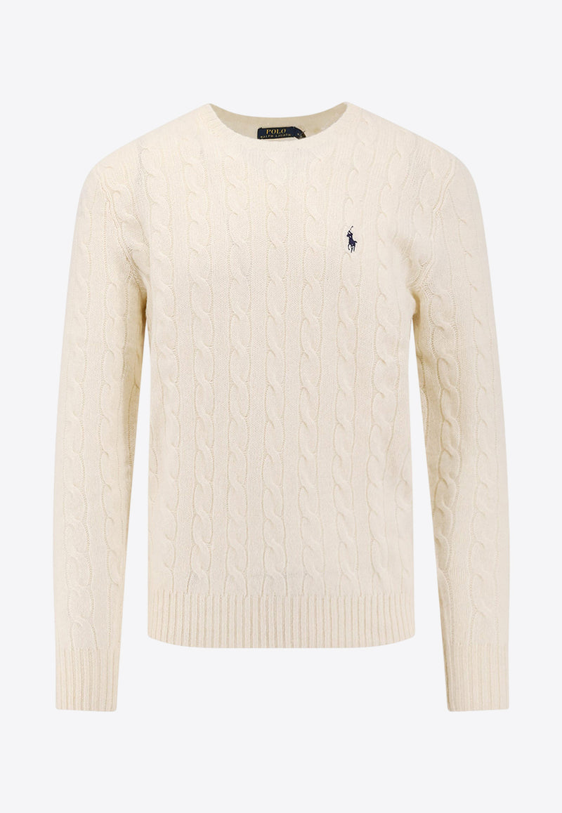 Polo Ralph Lauren Cable Knit Logo Sweater Cream 710876762010_ANDOVER CREAM_29840208