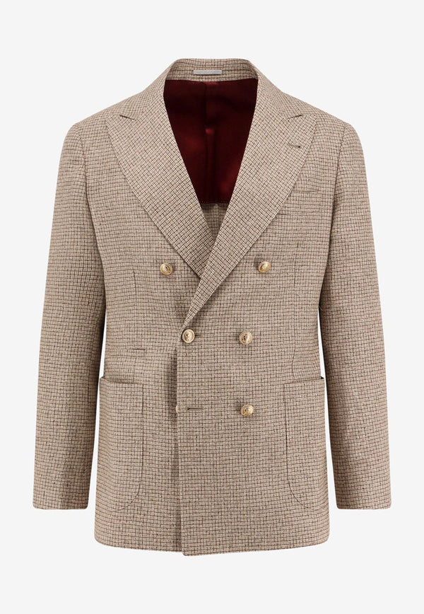 Brunello Cucinelli Double-Breasted Buttoned Blazer Brown MV4017BBDGC211_CORTECCIA_30005162