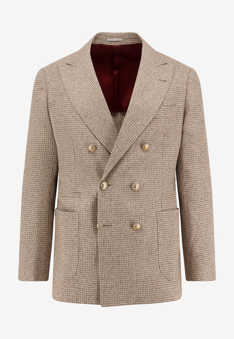 Brunello Cucinelli Double-Breasted Buttoned Blazer Brown MV4017BBDGC211_CORTECCIA_30005162