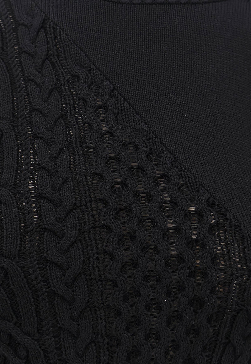 Sacai Asymmetric Cable-Knit Top Black 2508018001_Black_29846710