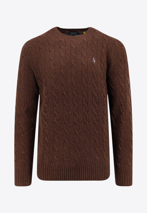 Polo Ralph Lauren Cable Knit Logo Sweater Brown 710876762029_CACAO BROWN HEATHER_29840770