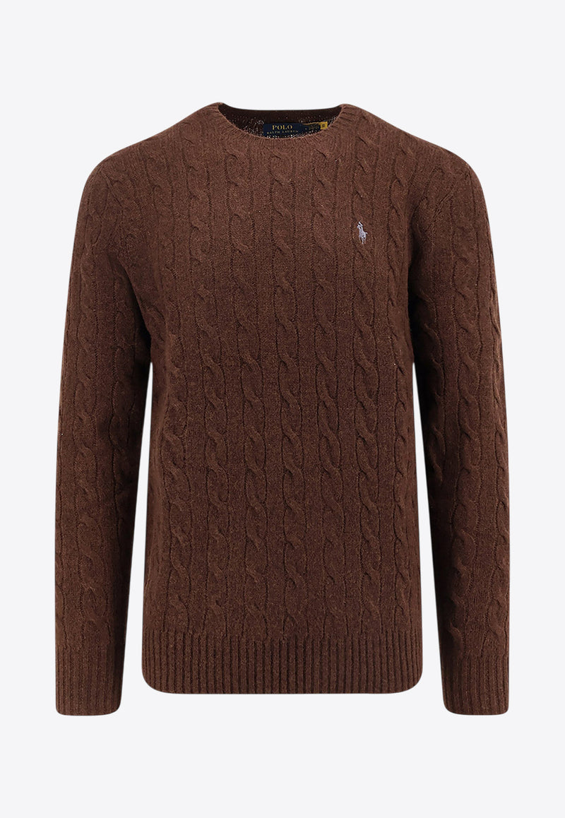 Polo Ralph Lauren Cable Knit Logo Sweater Brown 710876762029_CACAO BROWN HEATHER_29840770
