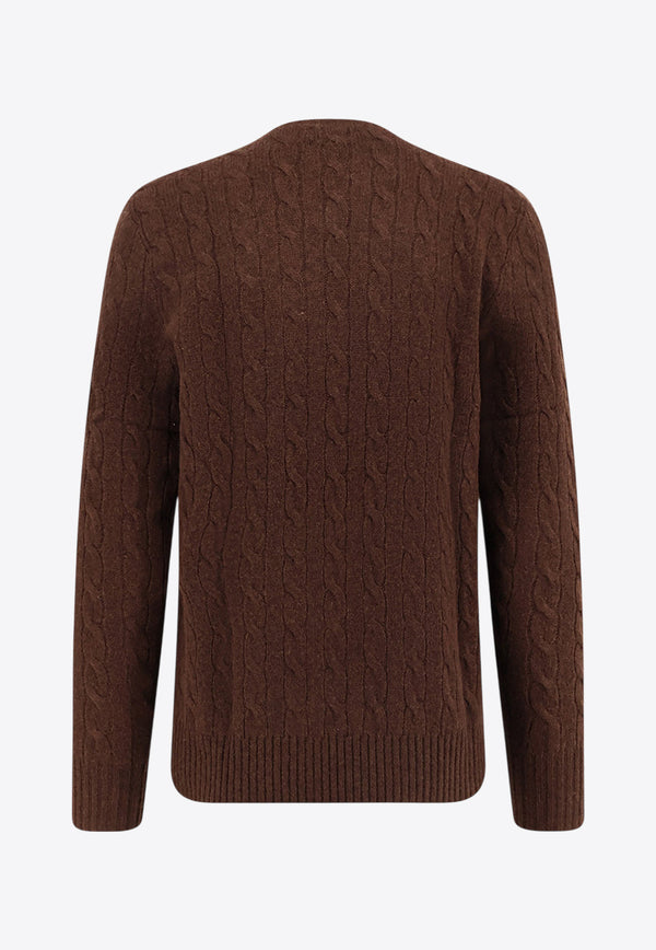 Polo Ralph Lauren Cable Knit Logo Sweater Brown 710876762029_CACAO BROWN HEATHER_29840770
