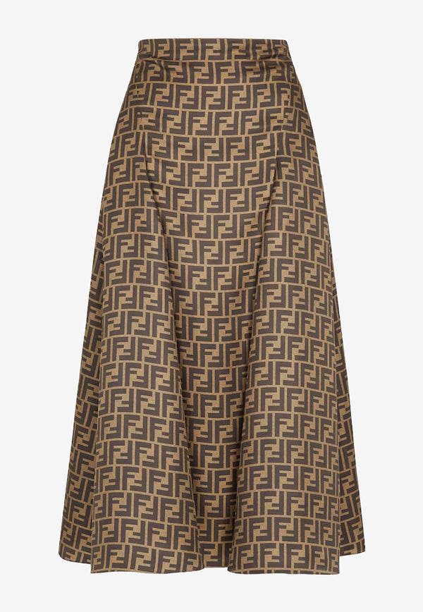 Fendi FF Logo Silk Midi Skirt Brown FQ7601A8G3F1440_FANGO/TABACCO_29853155