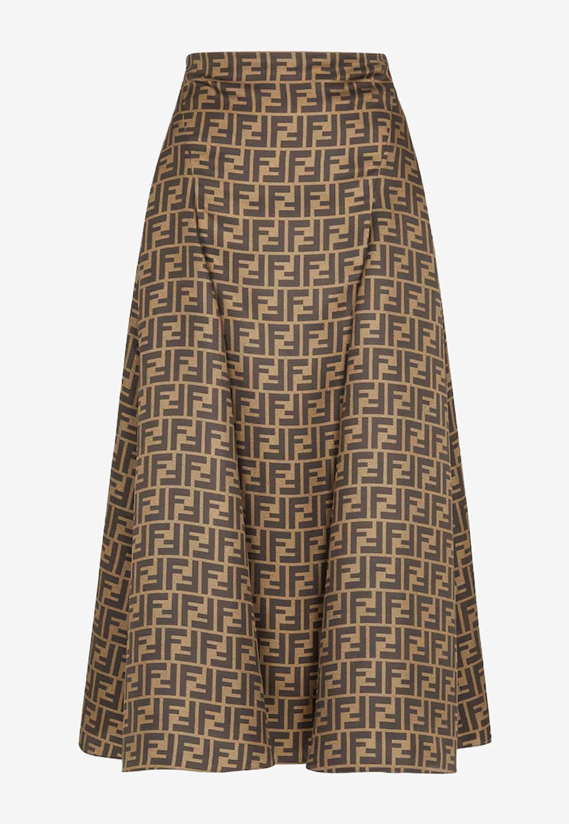 Fendi FF Logo Silk Midi Skirt Brown FQ7601A8G3F1440_FANGO/TABACCO_29853155
