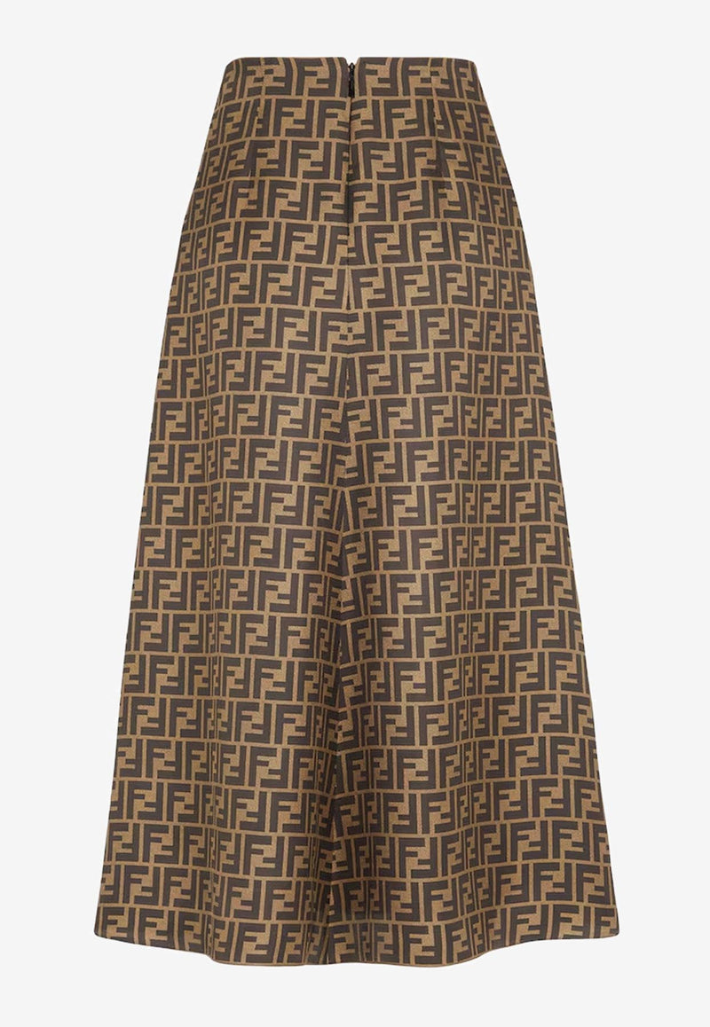 Fendi FF Logo Silk Midi Skirt Brown FQ7601A8G3F1440_FANGO/TABACCO_29853155