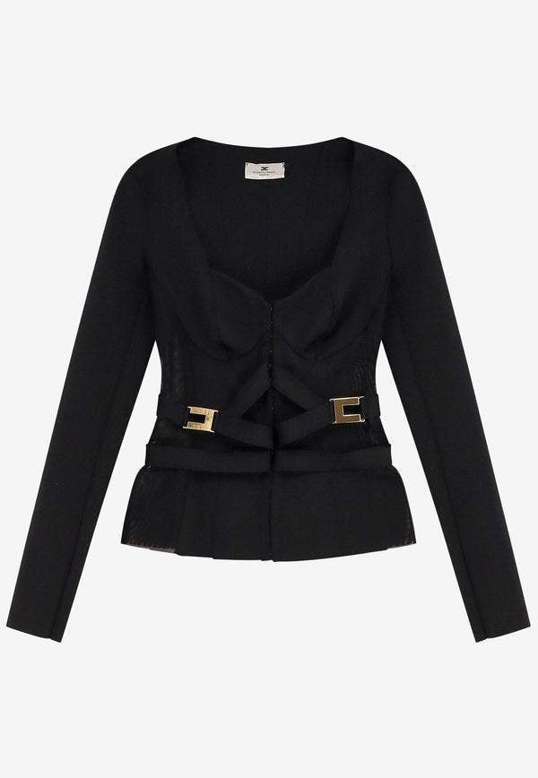 Elisabetta Franchi Elasticized Bustier Top Black GI16056E2110_Nera_29843858