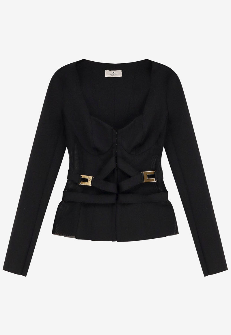 Elisabetta Franchi Elasticized Bustier Top Black GI16056E2110_Nera_29843858