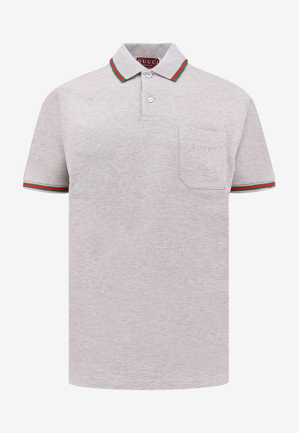 Gucci Logo Embroidered Polo T-shirt Gray 795174XJHEE1056_GREY MELANGE/MIX_29852936