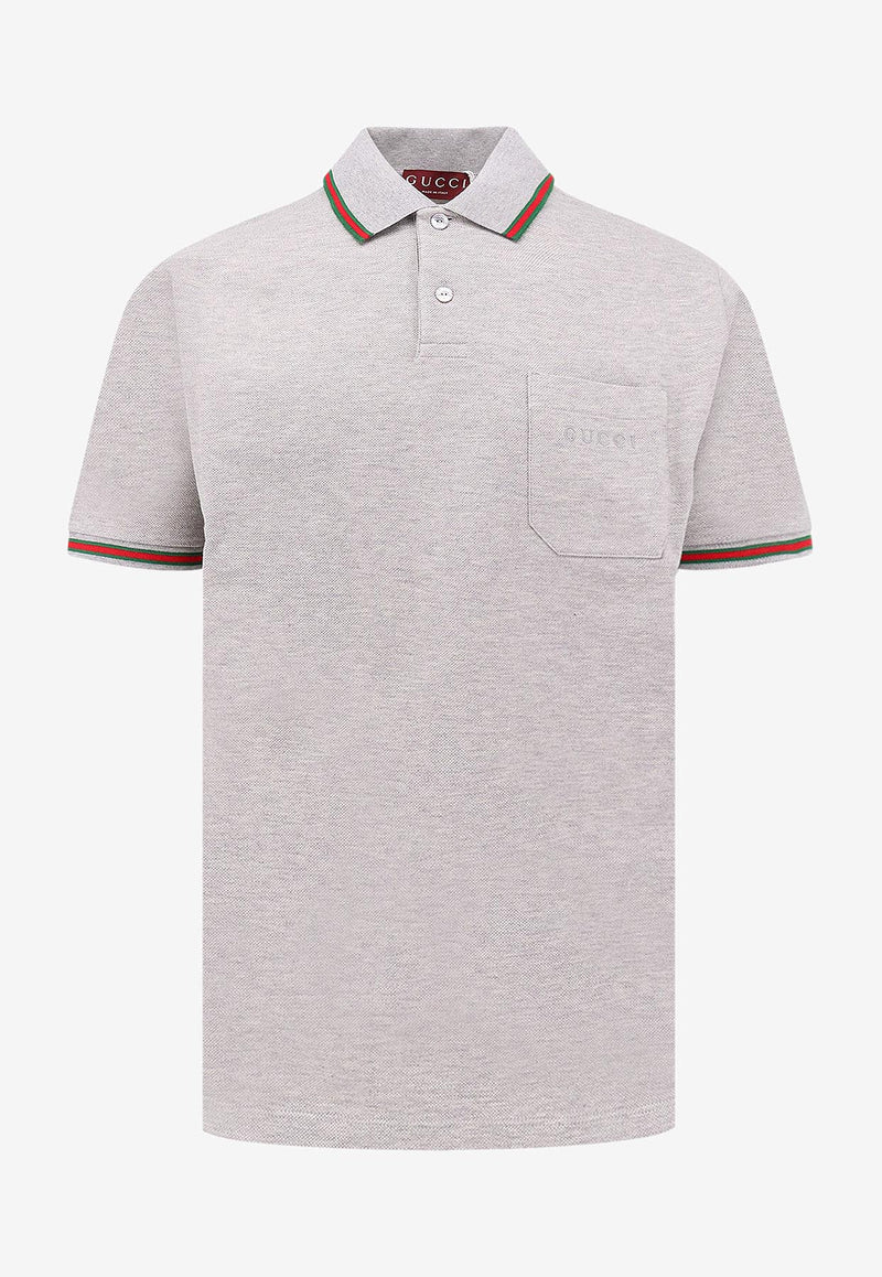 Gucci Logo Embroidered Polo T-shirt Gray 795174XJHEE1056_GREY MELANGE/MIX_29852936
